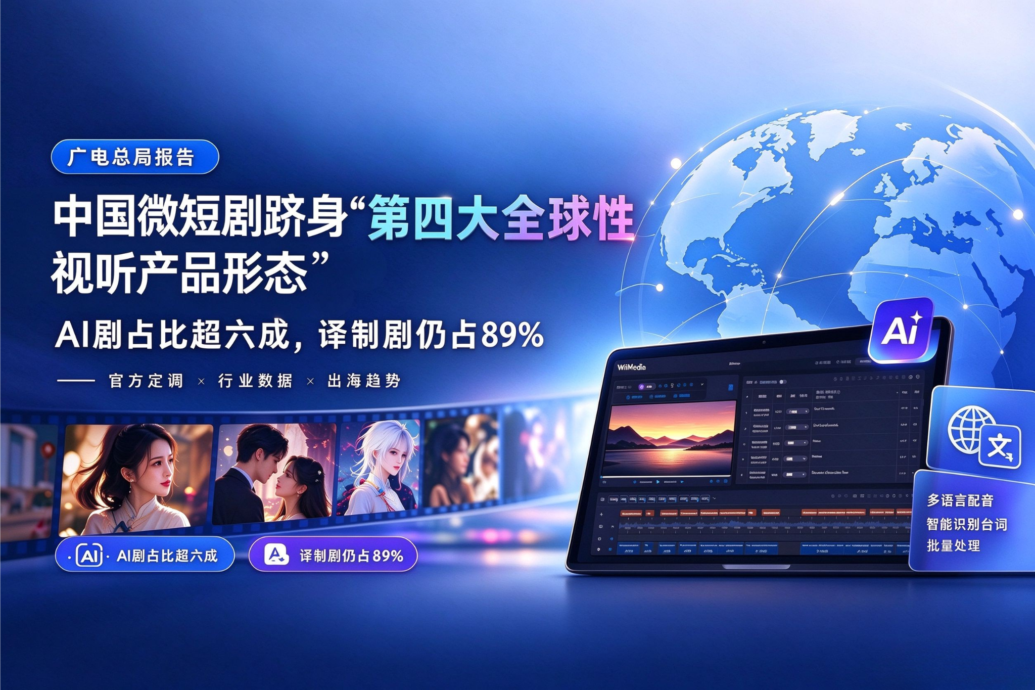 广电总局报告释放新信号：微短剧迈向“第四大全球性视听产品形态”，AI剧占比超六成
